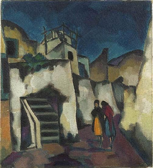 konrad magi Capri street oil painting picture